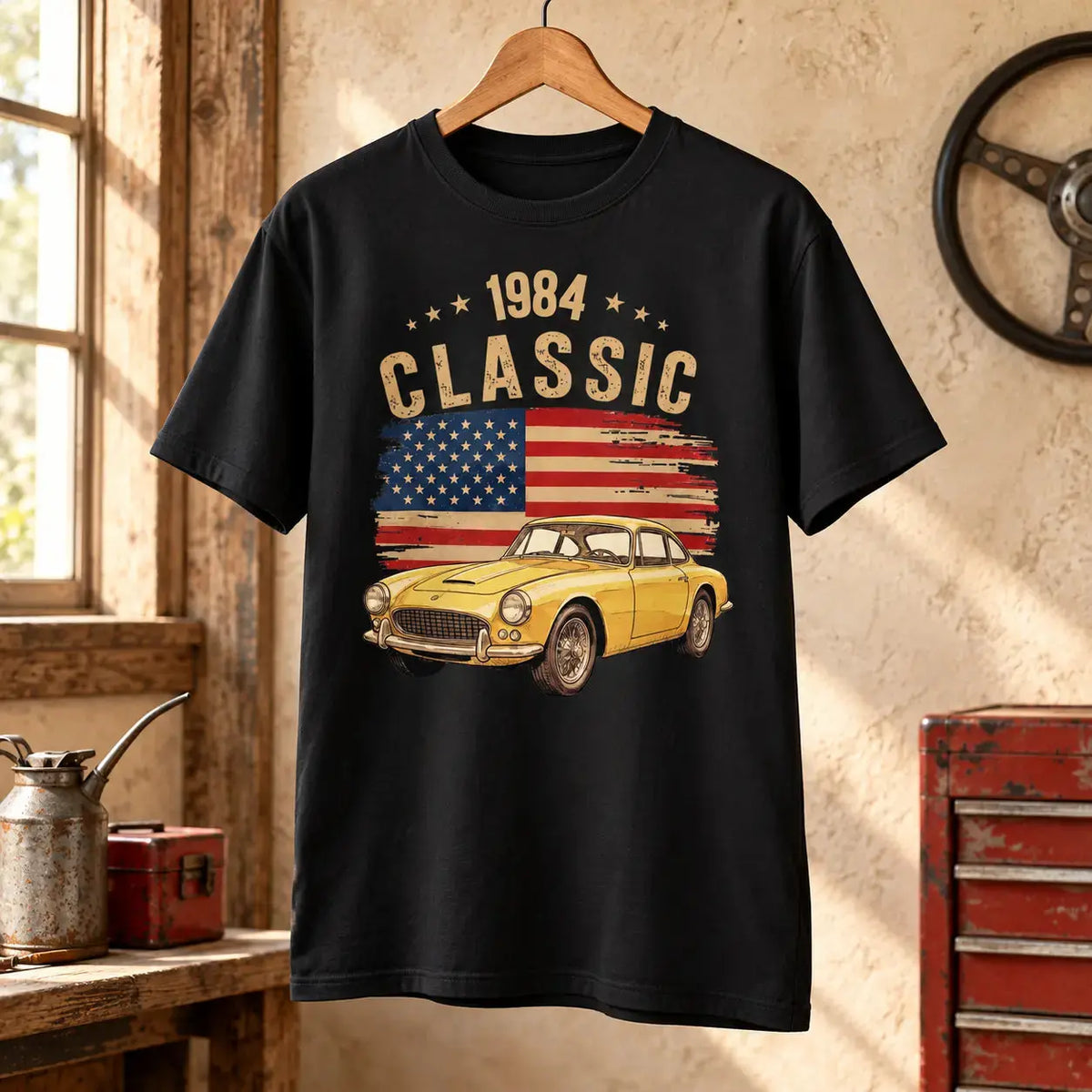 Personalized Classic Car Gift For Dad Retro T-shirt Duconspace
