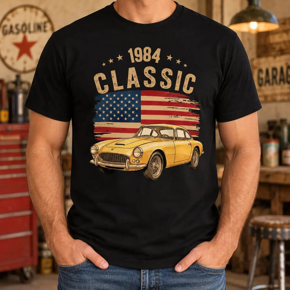 Personalized Classic Car Gift For Dad Retro T-shirt Duconspace