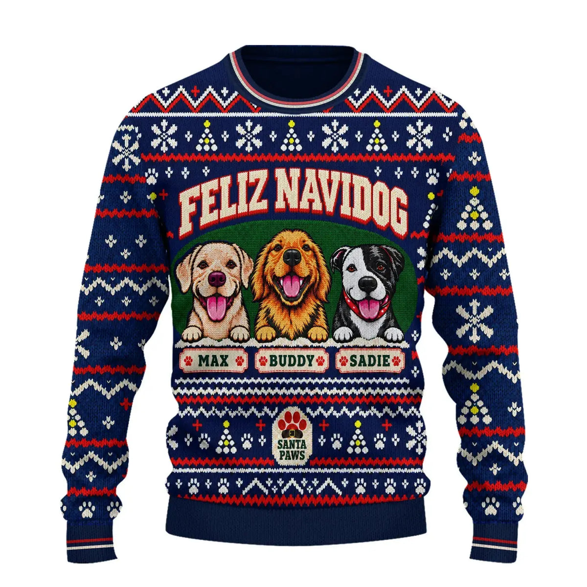Personalized Dog Breeds & Names Christmas Sweater Duconspace