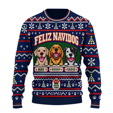 Personalized Dog Breeds & Names Christmas Sweater Duconspace