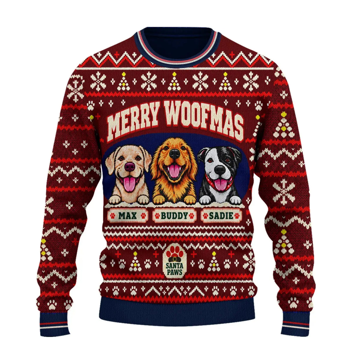 Personalized Dog Breeds & Names Christmas Sweater Duconspace