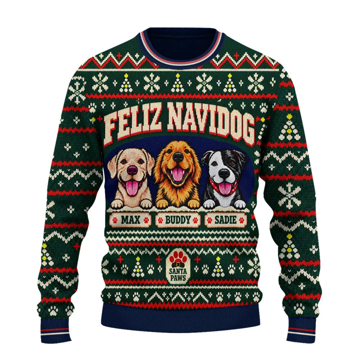 Personalized Dog Breeds & Names Christmas Sweater Duconspace