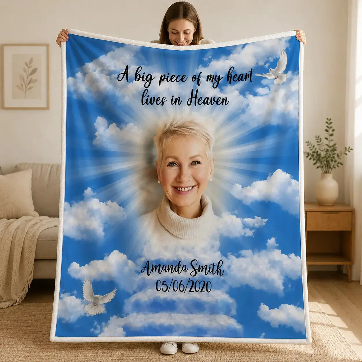 Personalized Memorial Photo Velvet Blanket Duconspace