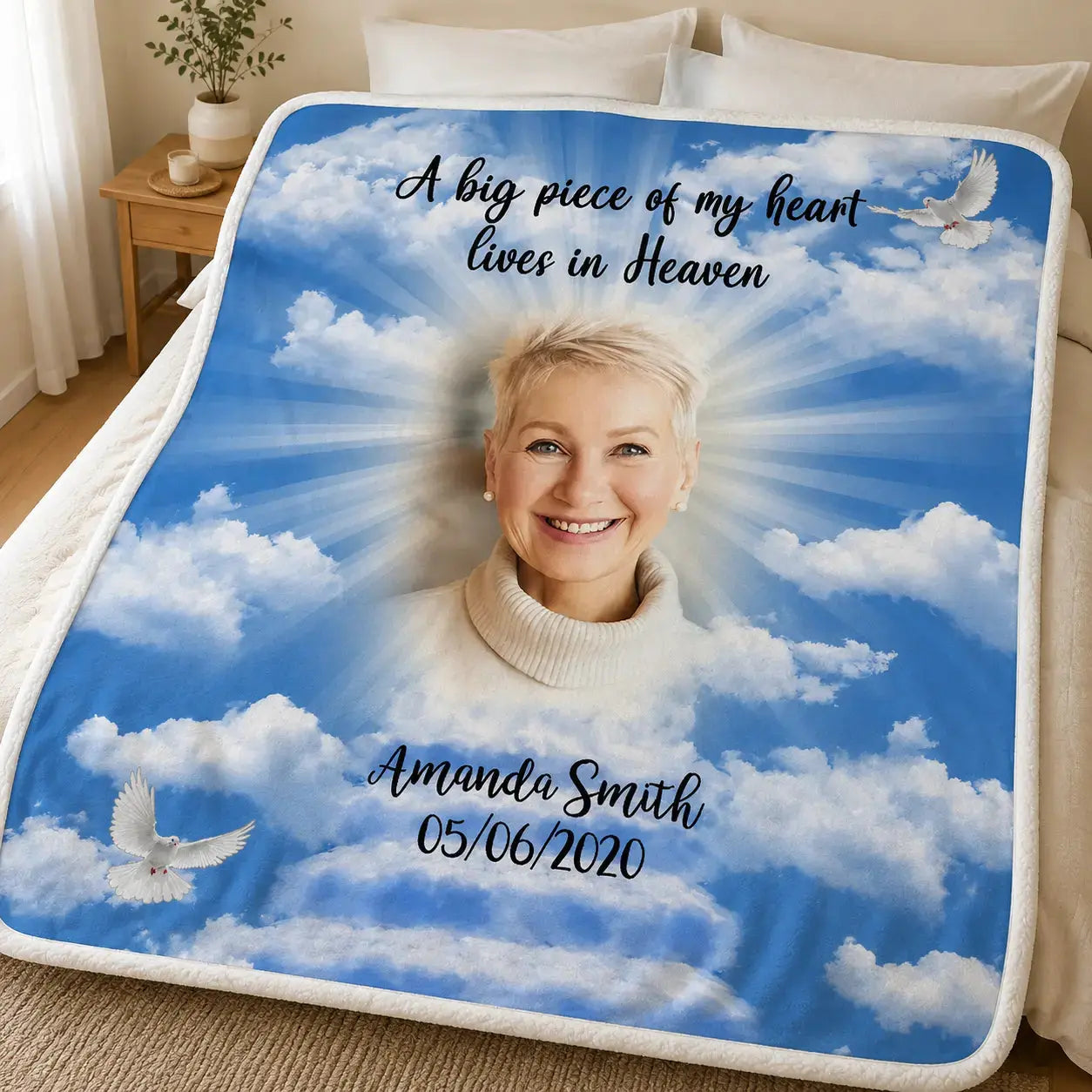 Personalized Memorial Photo Velvet Blanket Duconspace