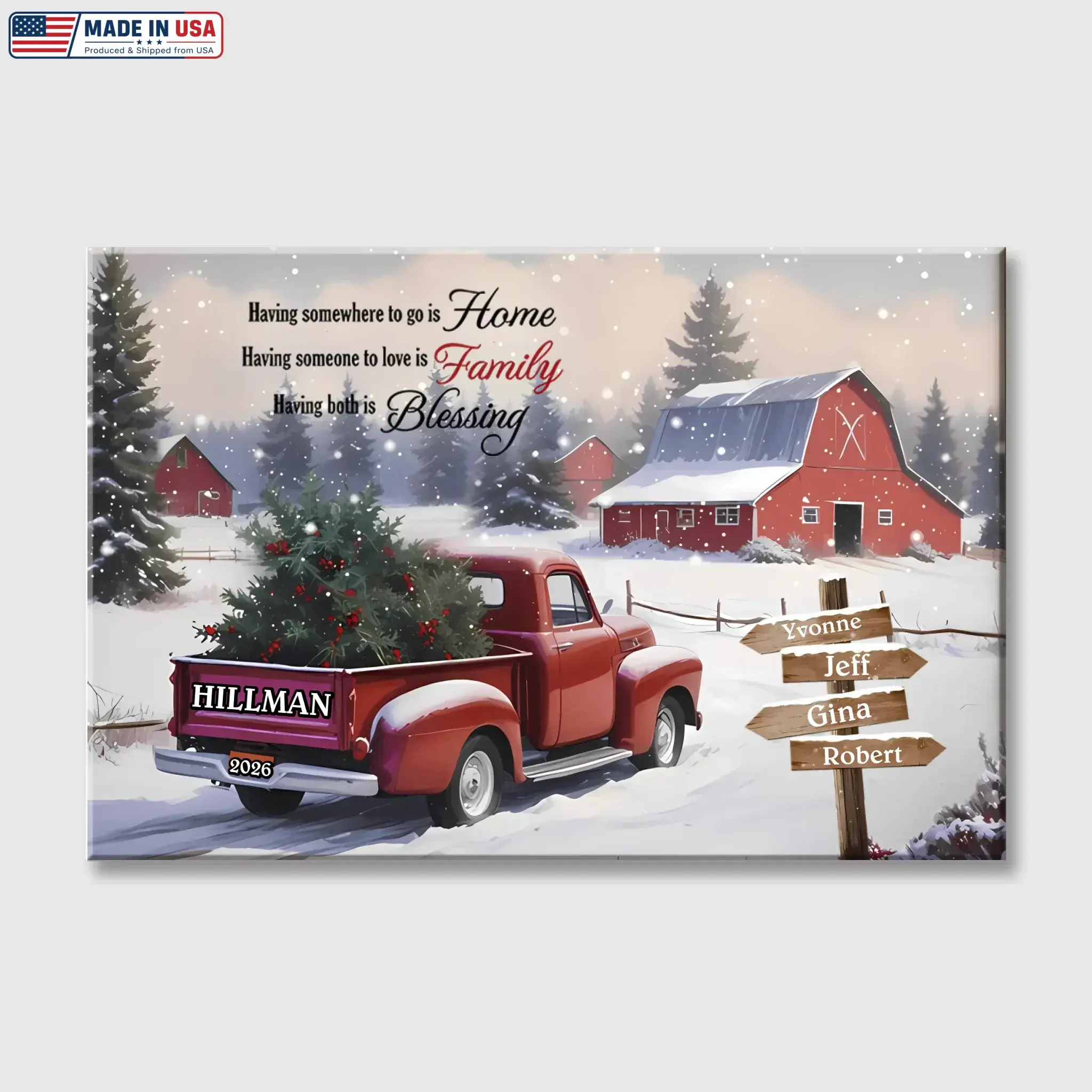 Personalized Name Truck Poster Gift For Family