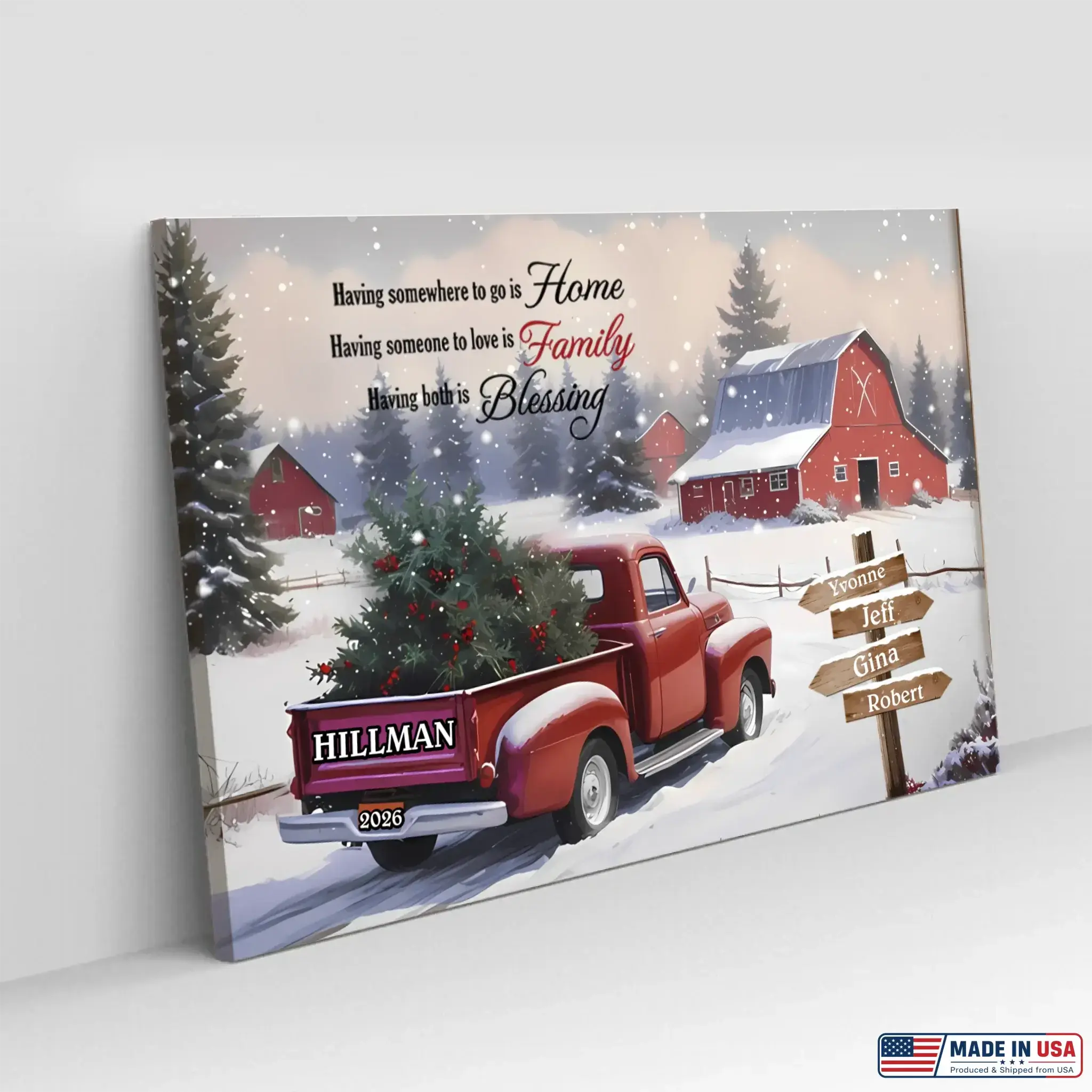 Personalized Name Truck Poster Gift For Family