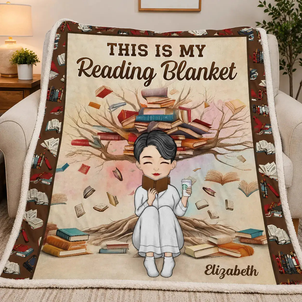 Personalized Reading Blanket For Book Lover Velvet Blanket