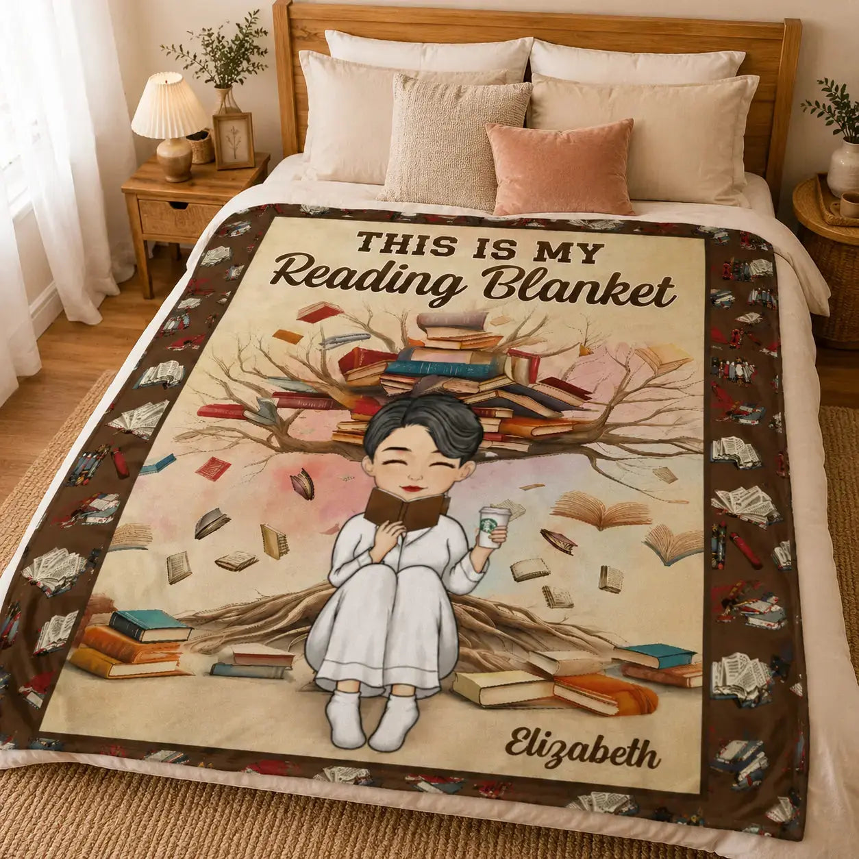 Personalized Reading Blanket For Book Lover Velvet Blanket