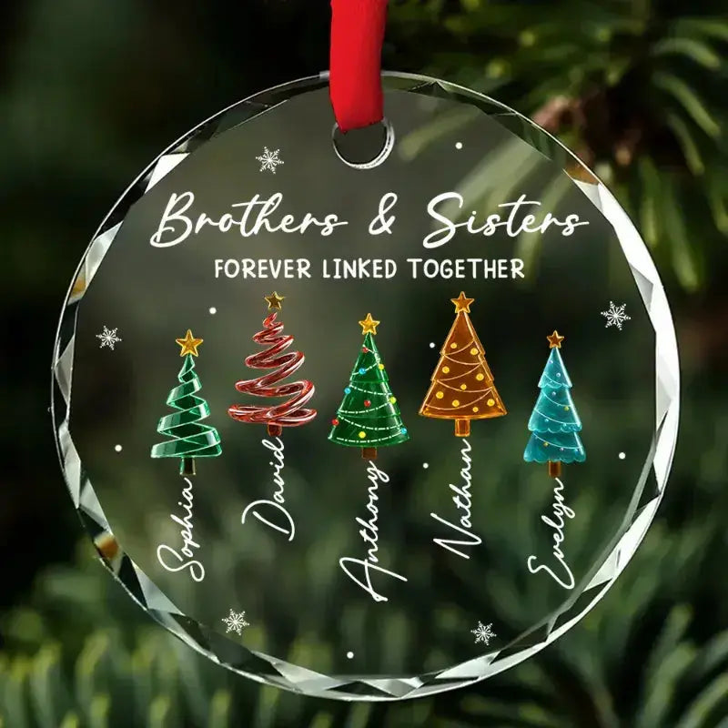 Personalized Siblings Christmas Glass Ornament Duconspace
