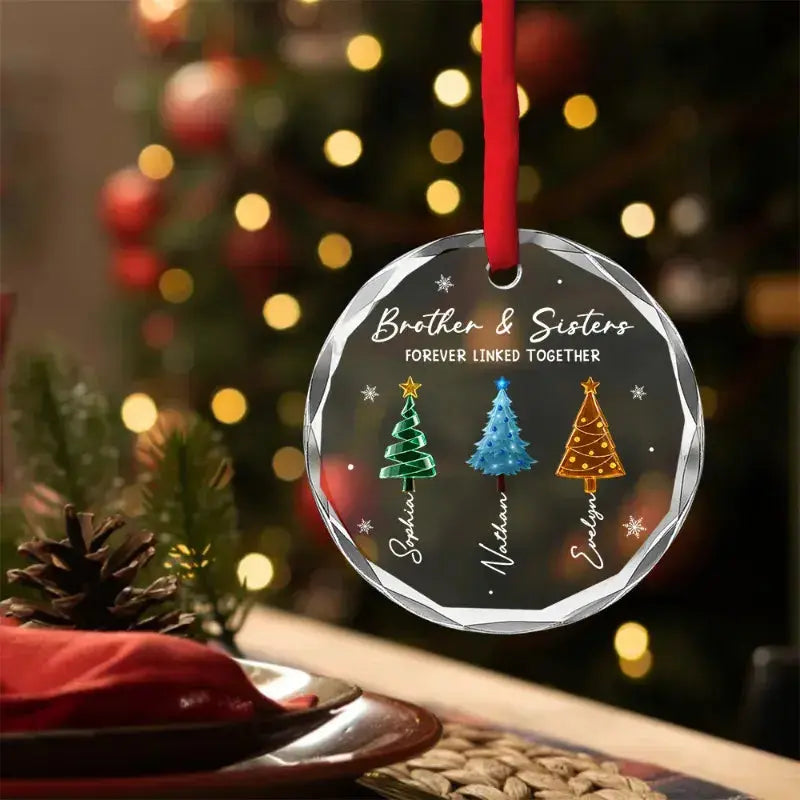 Personalized Siblings Christmas Glass Ornament Duconspace