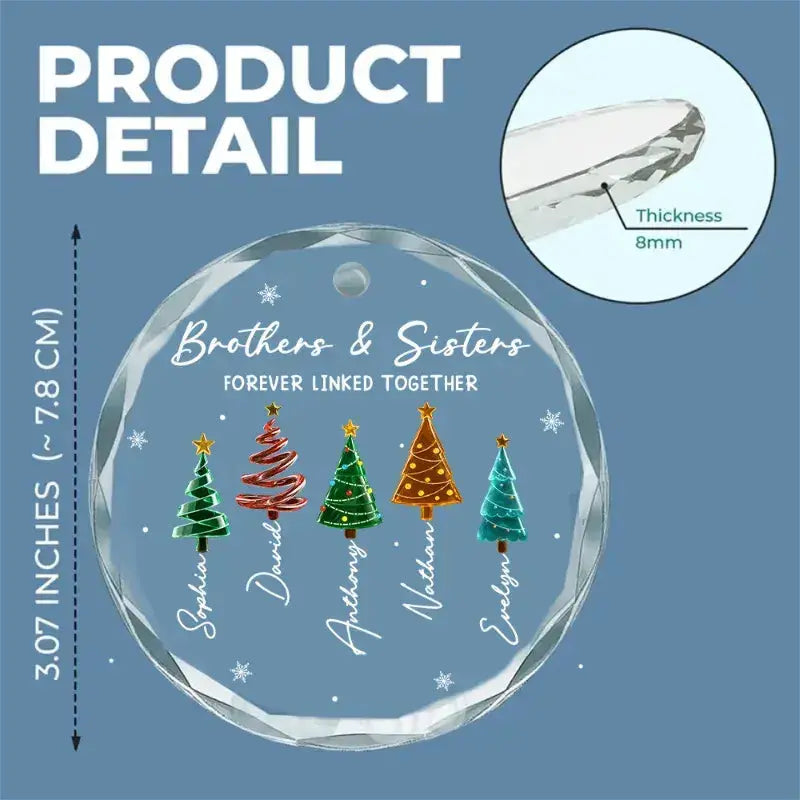 Personalized Siblings Christmas Glass Ornament Duconspace