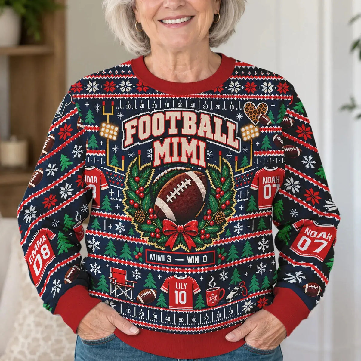 Personalized Soccer Grandma Christmas Ugly Sweater Duconspace
