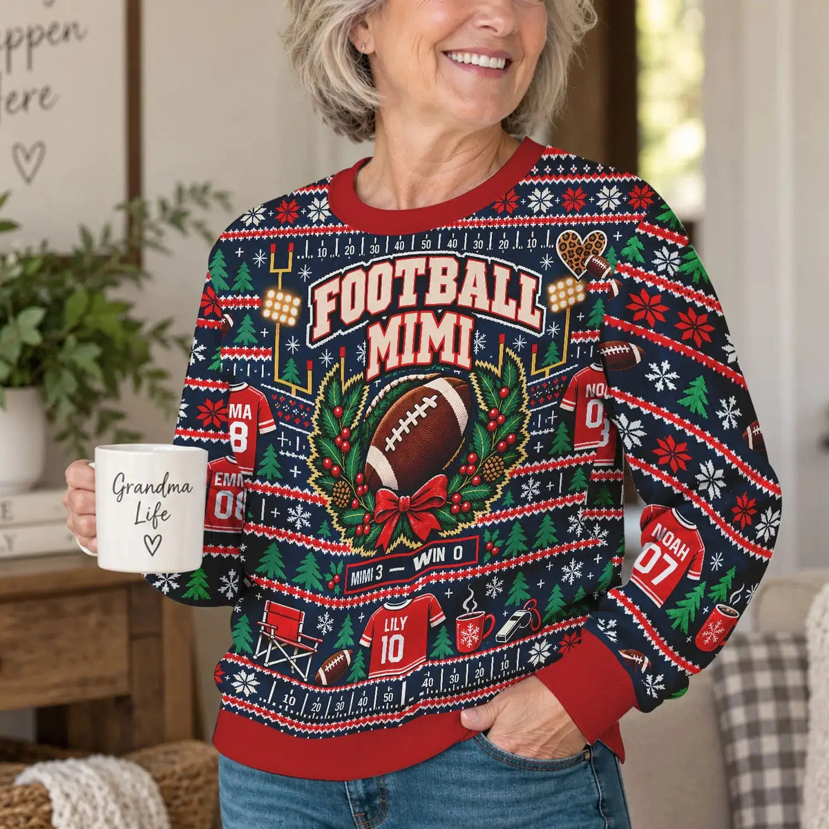 Personalized Soccer Grandma Christmas Ugly Sweater Duconspace