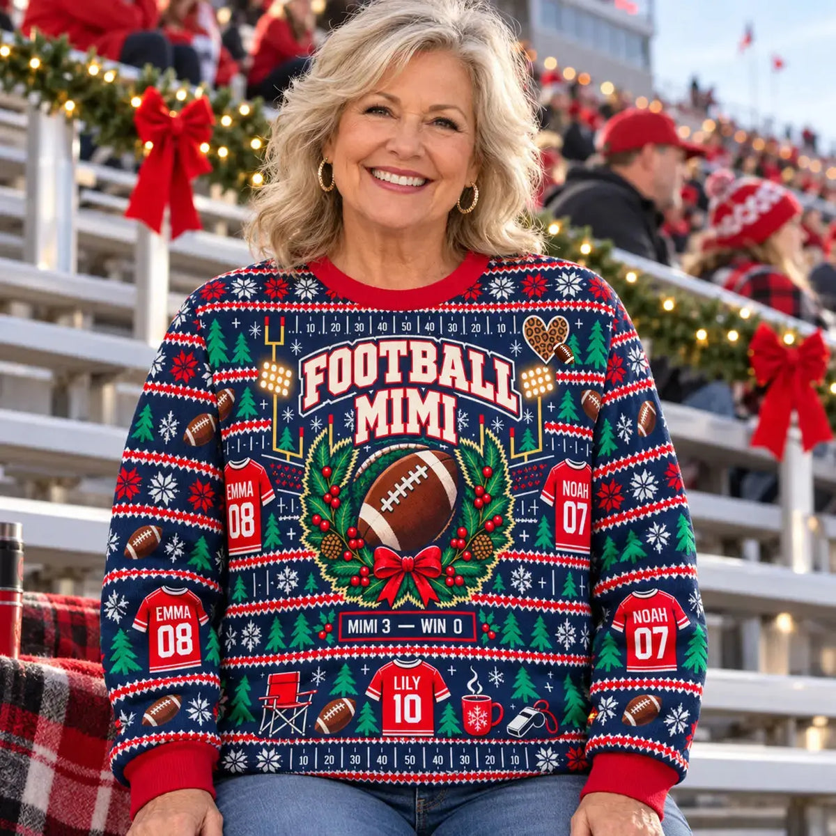Personalized Soccer Grandma Christmas Ugly Sweater Duconspace