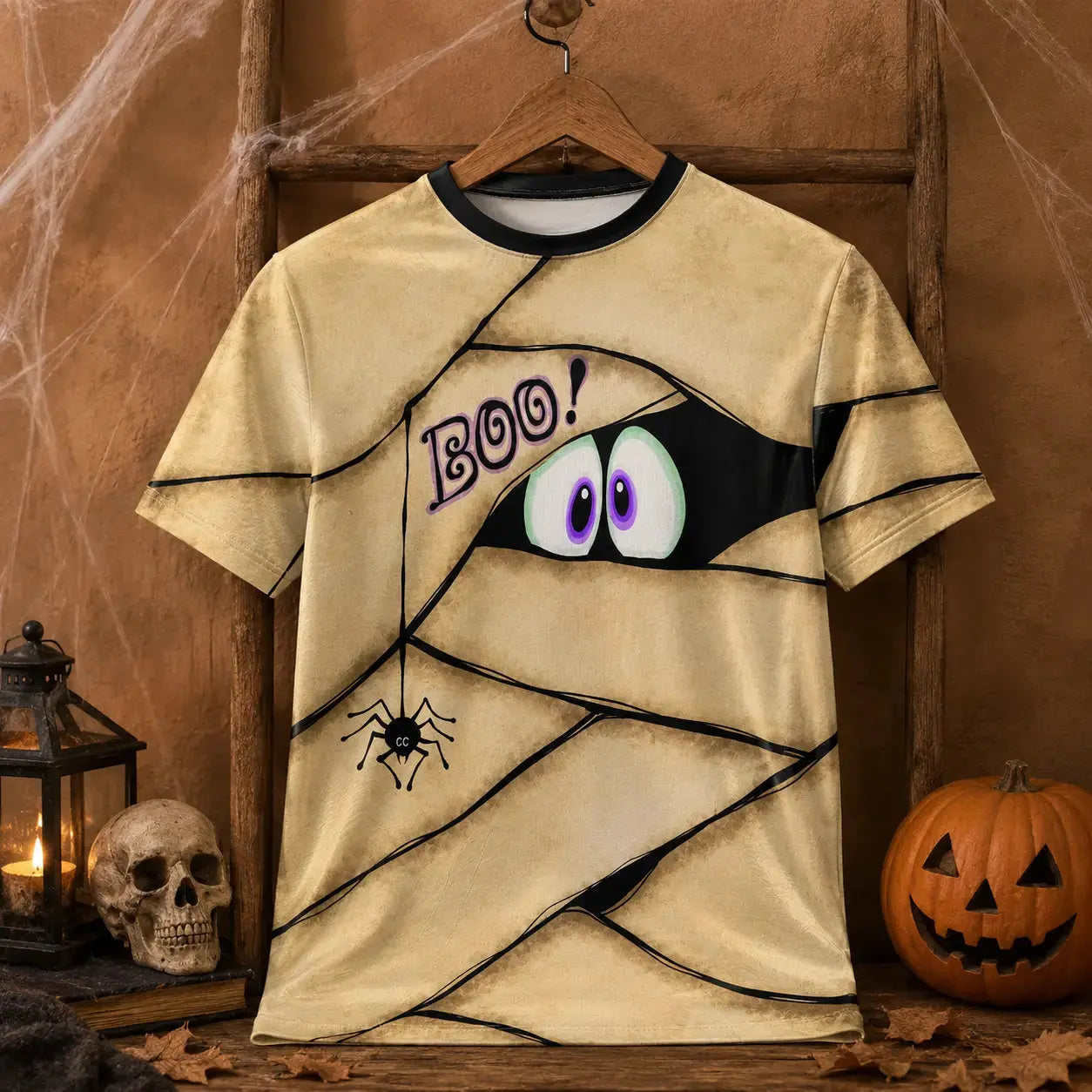 Personalized Spooky Eyes Halloween AOP T-shirt Duconspace