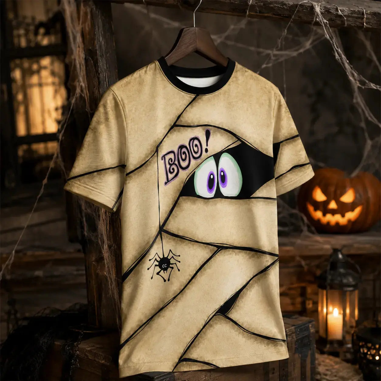 Personalized Spooky Eyes Halloween AOP T-shirt Duconspace