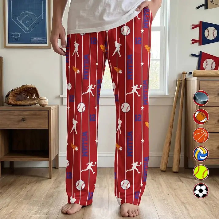Personalized Sport Name Number Custom Pajama Pant Duconspace