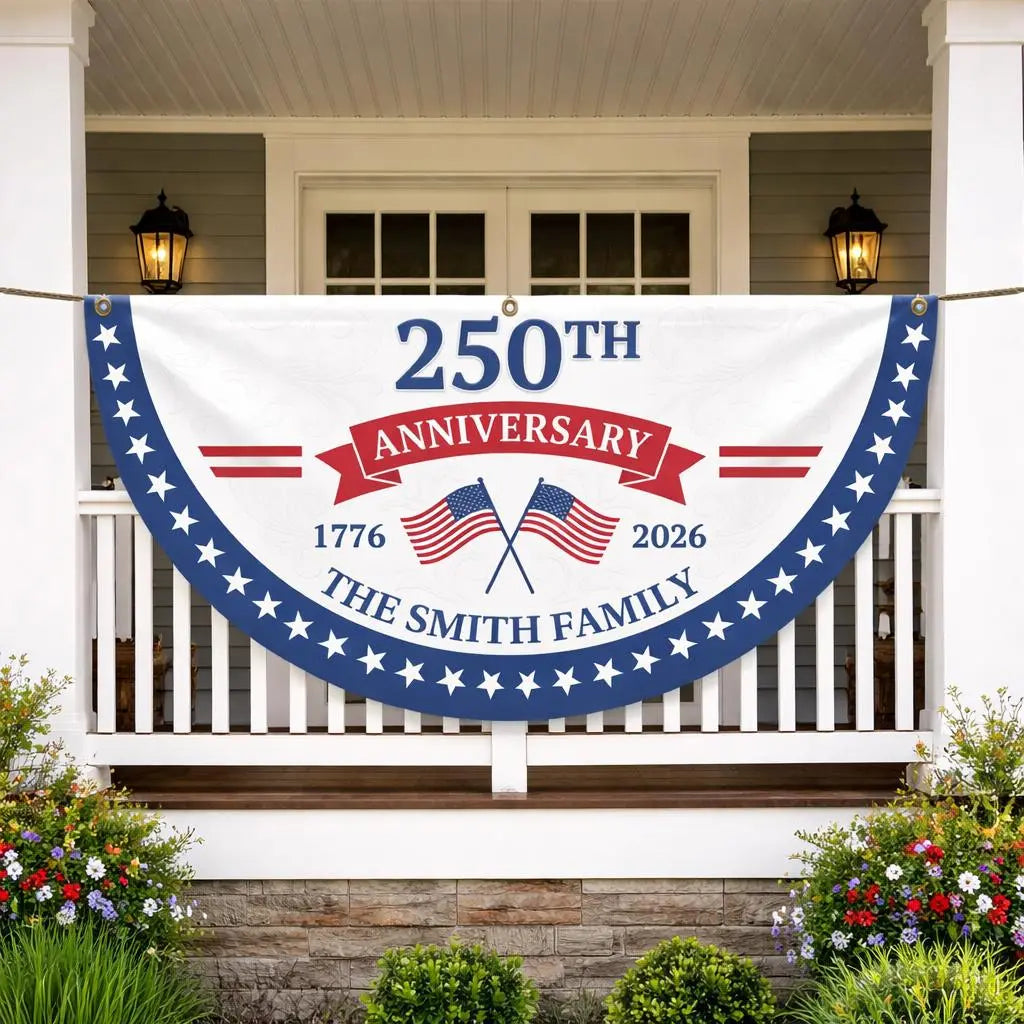 Personalized 250th Anniversary Family Fan Flag Duconspace