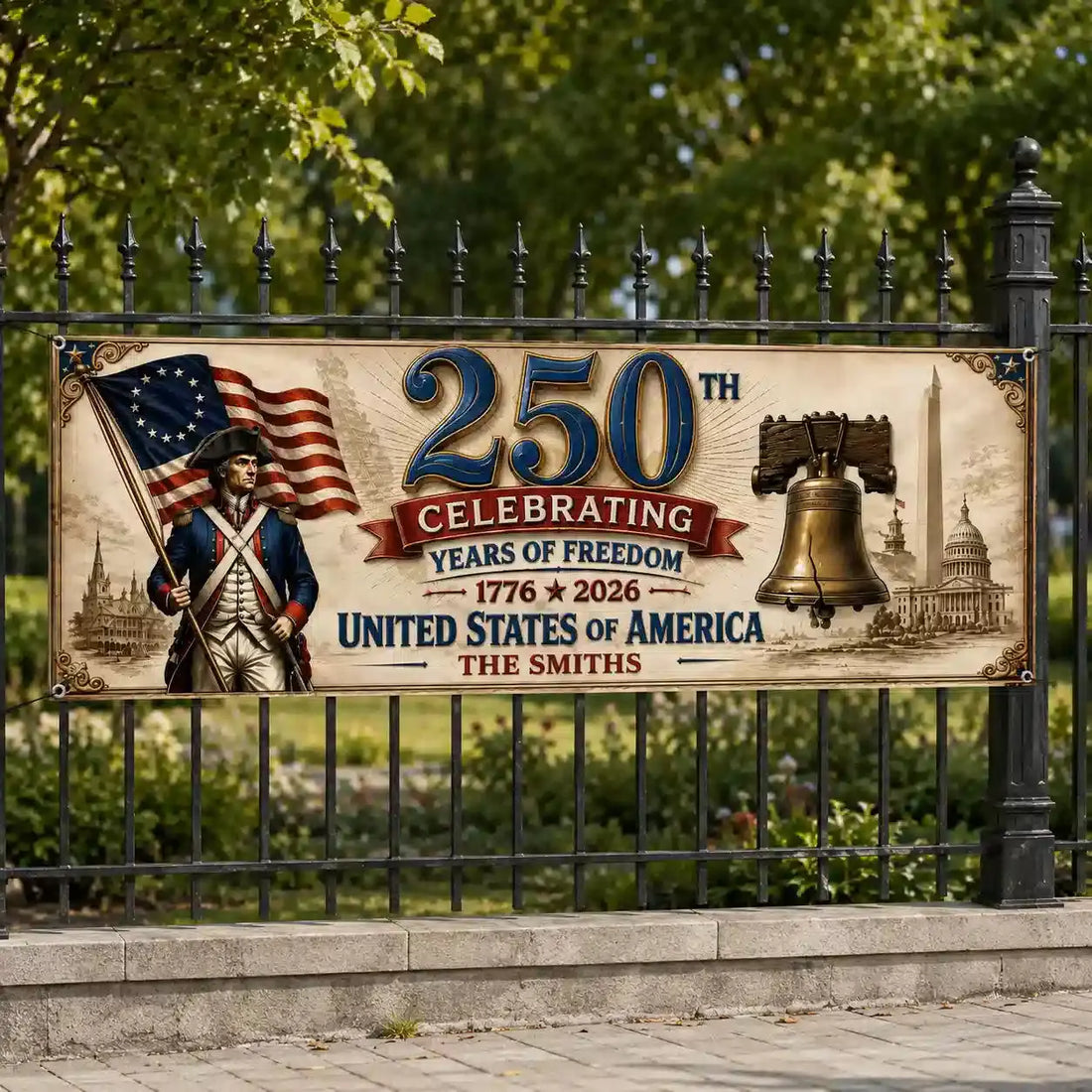 Personalized America 250 Family Patriotic Banner Duconspace