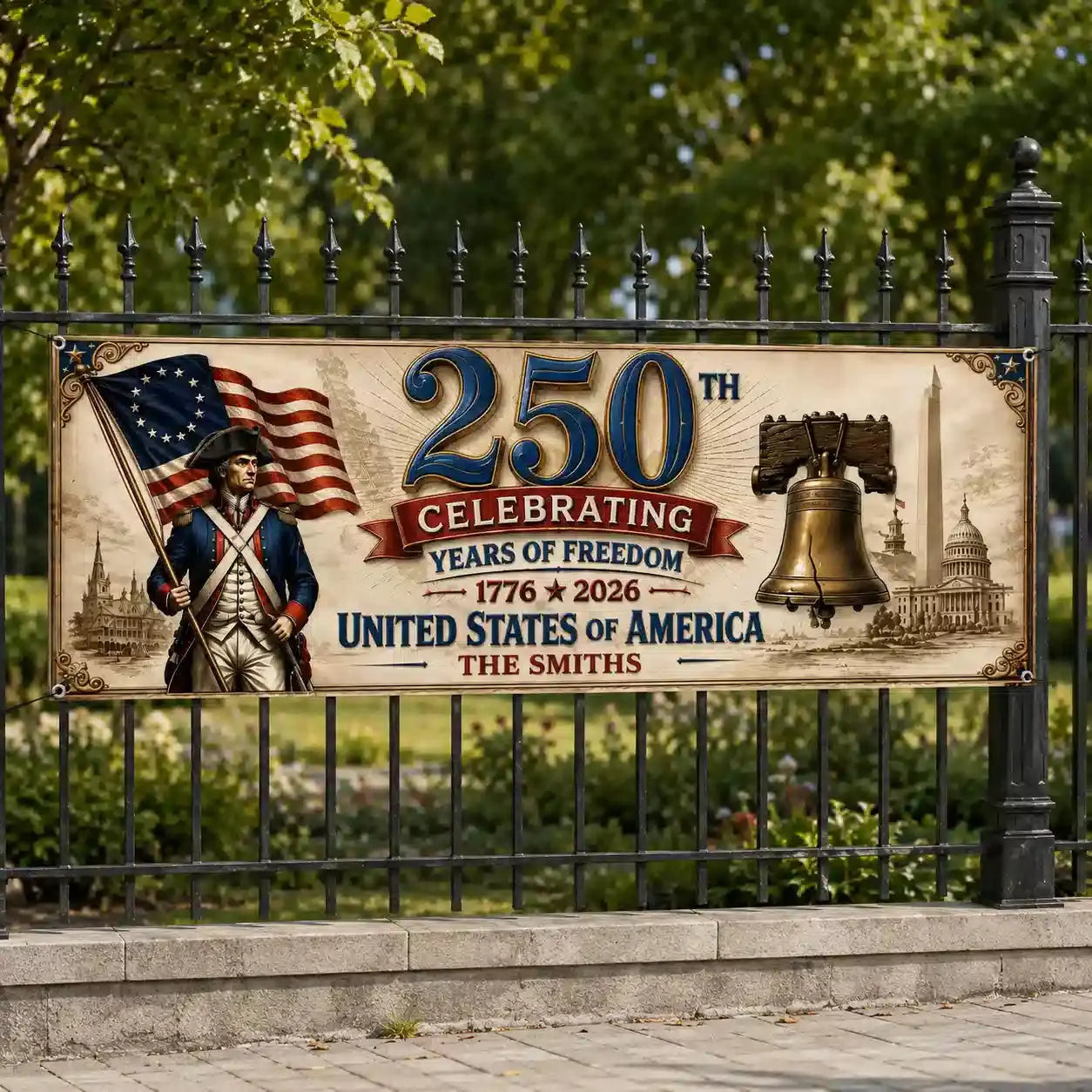 Personalized America 250 Family Patriotic Banner Duconspace