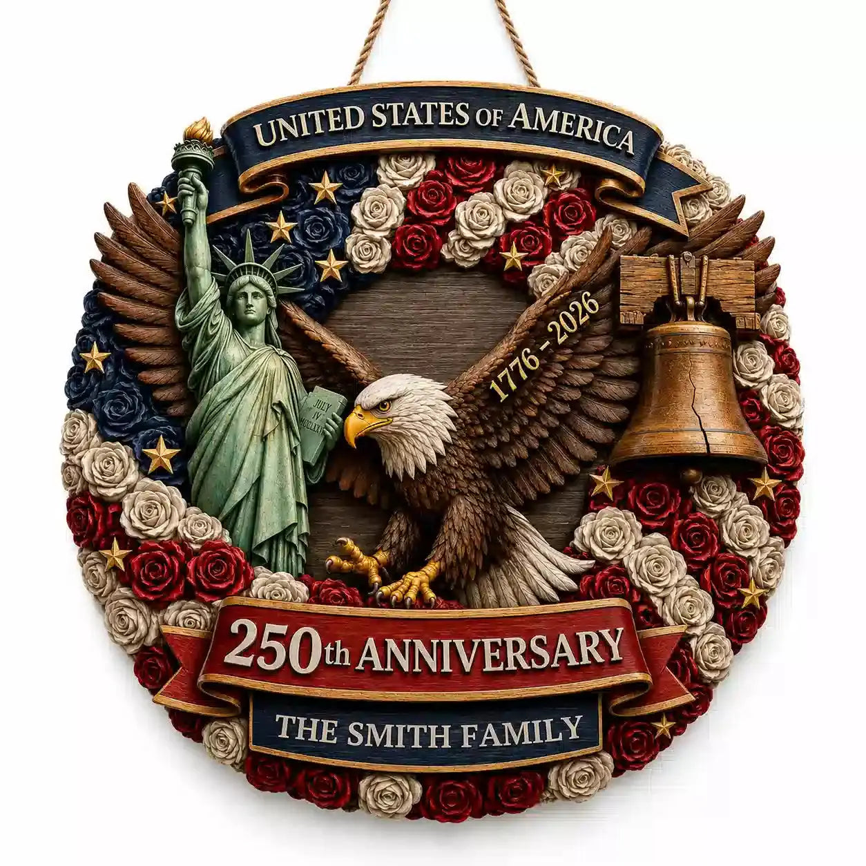 Personalized America 250 Wood Sign Family Gift Duconspace
