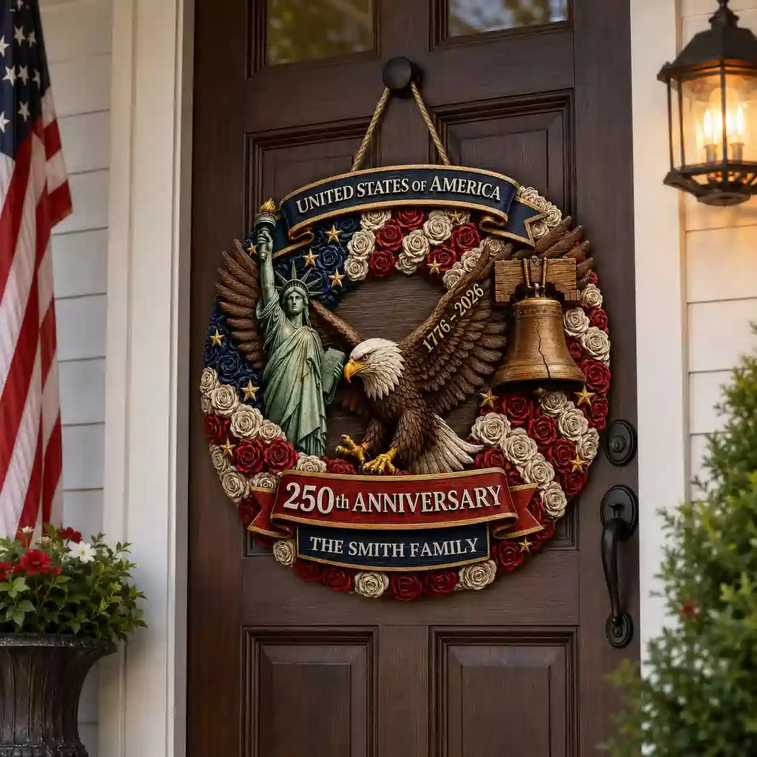 Personalized America 250 Wood Sign Family Gift Duconspace