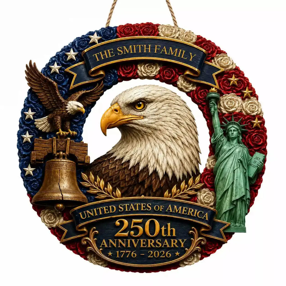 Personalized America 250 Wood Sign Family US Decor Duconspace