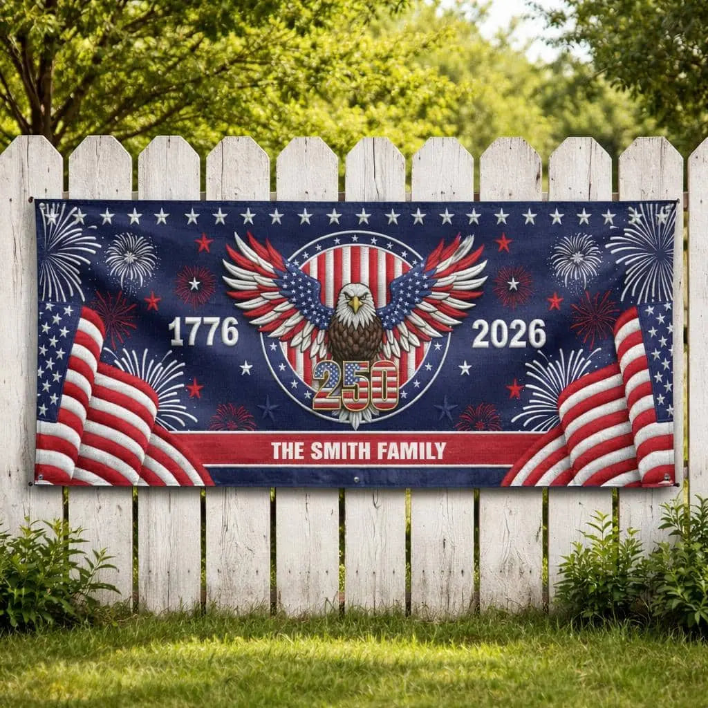 Personalized America 250th Anniversary Gifts, Custom Outdoor Banner Duconspace