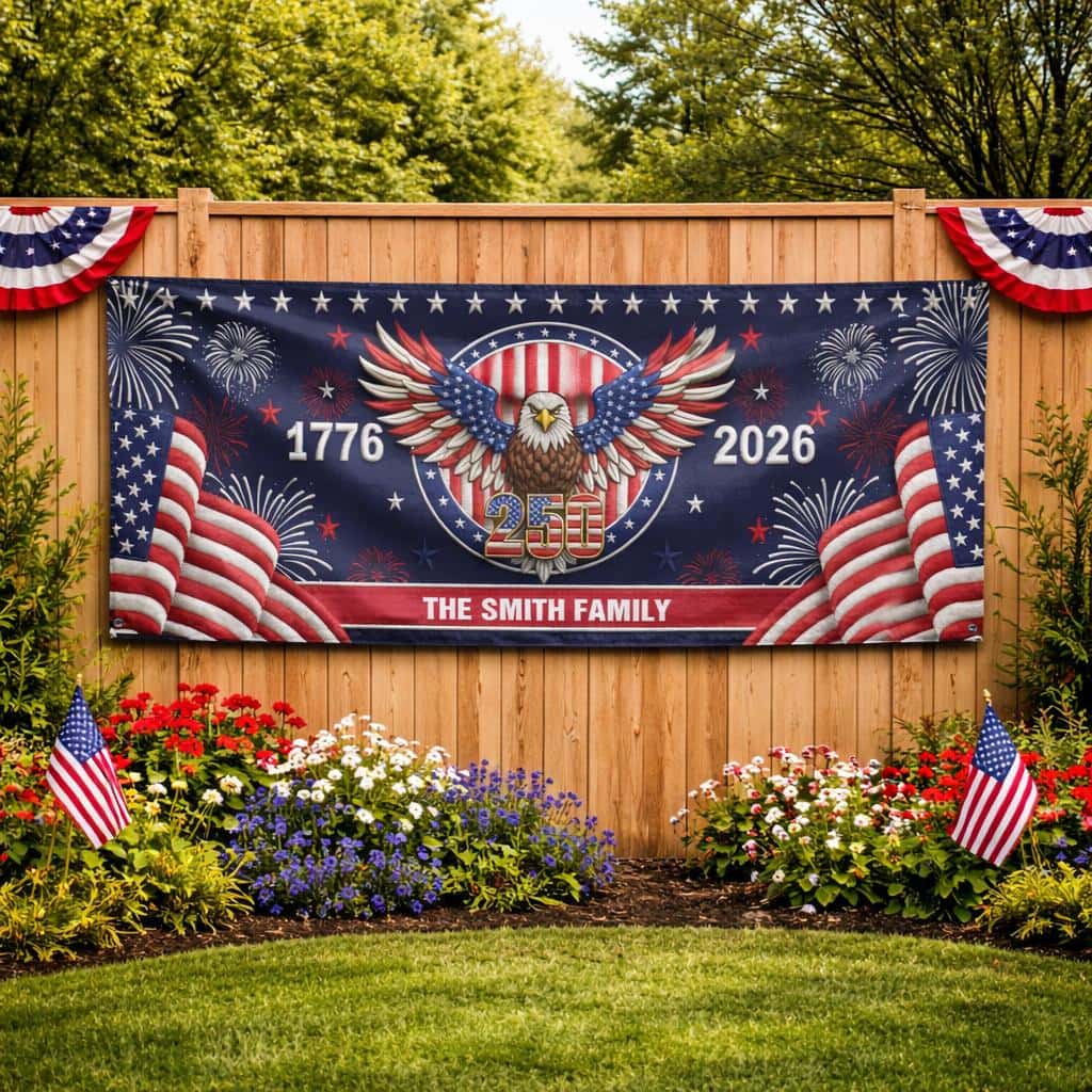 Personalized America 250th Anniversary Gifts, Custom Outdoor Banner Duconspace