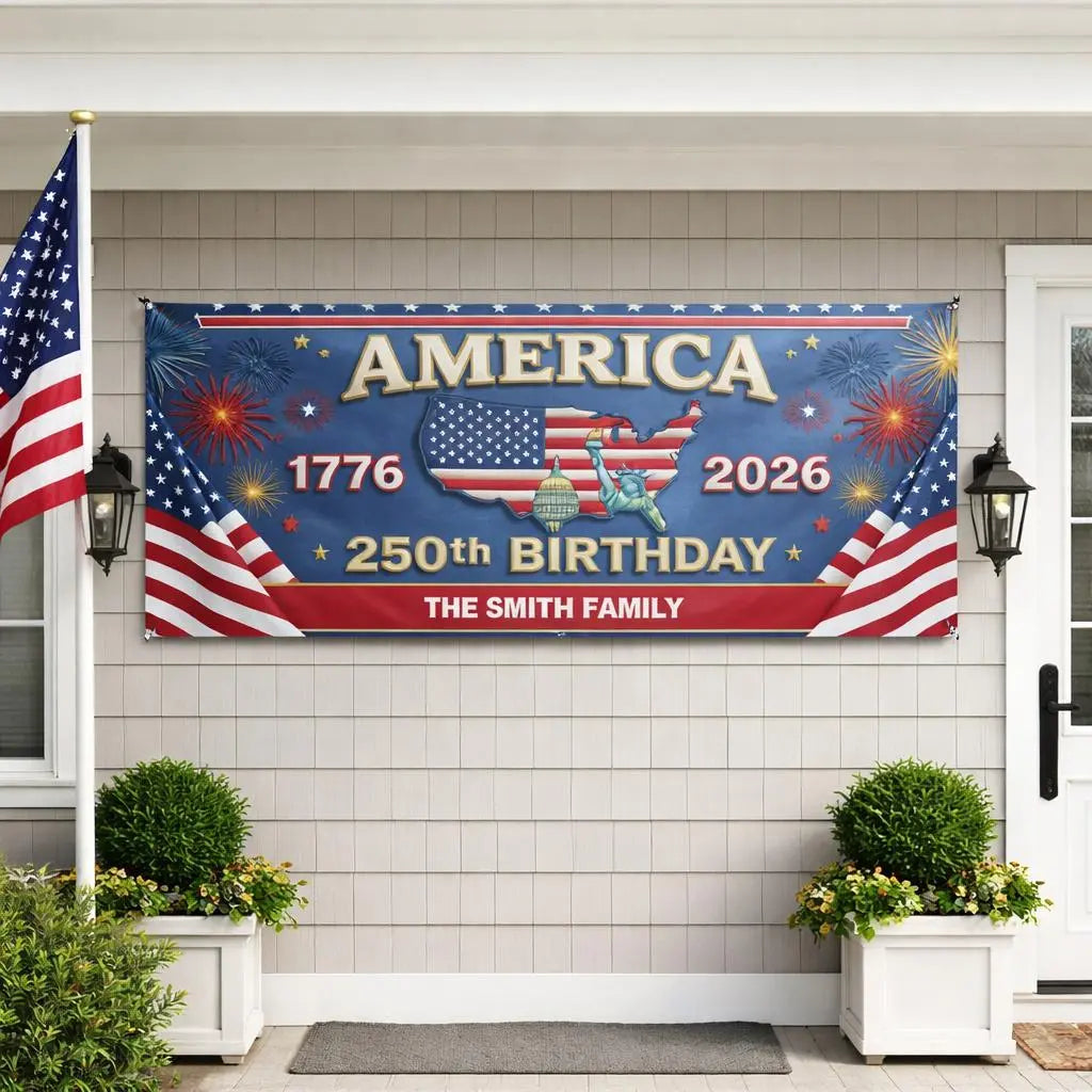 Personalized America 250th Anniversary Gifts Outdoor Banner Duconspace