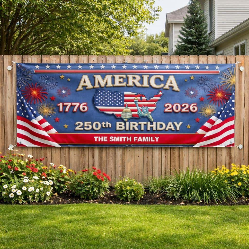 Personalized America 250th Anniversary Gifts Outdoor Banner Duconspace
