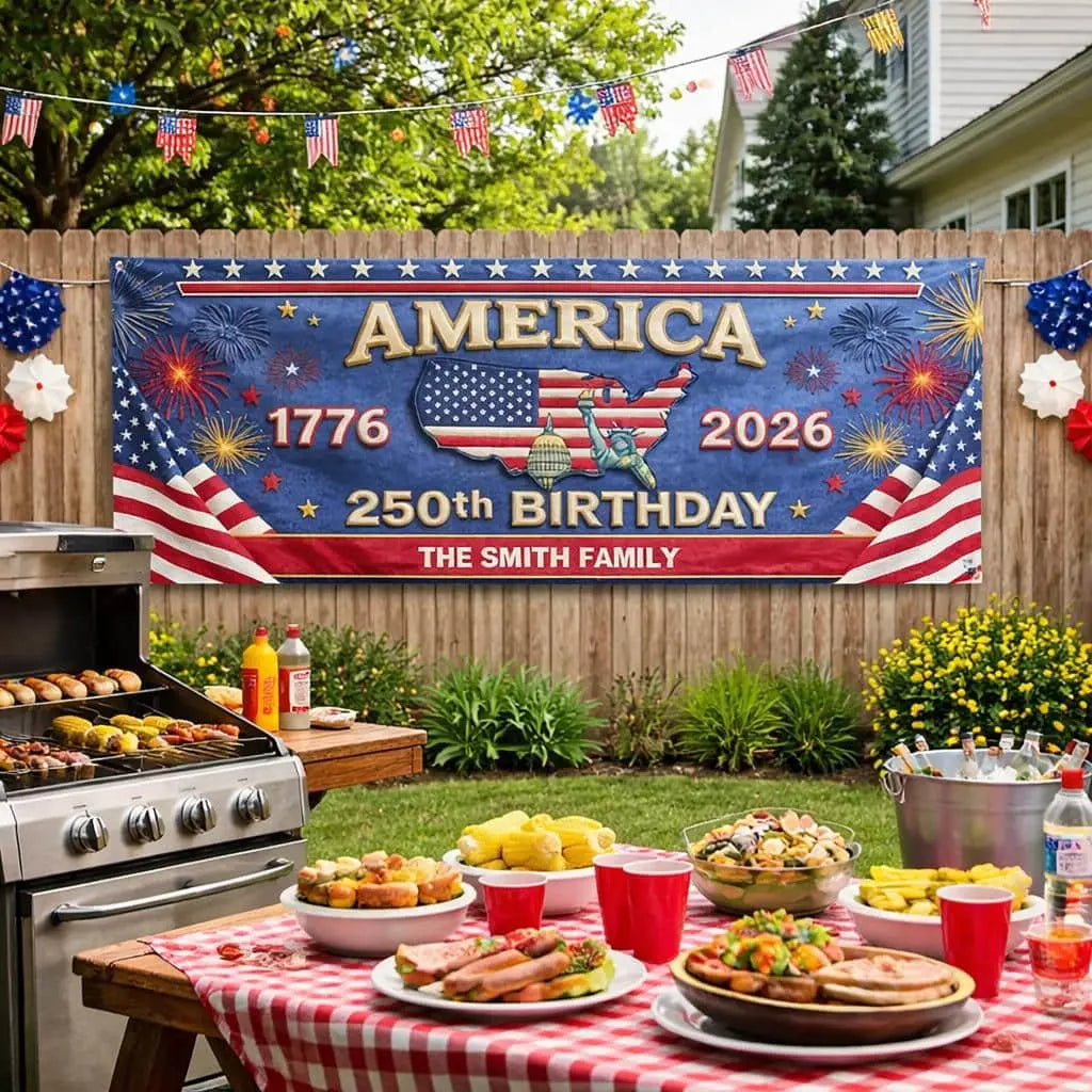Personalized America 250th Anniversary Gifts Outdoor Banner Duconspace