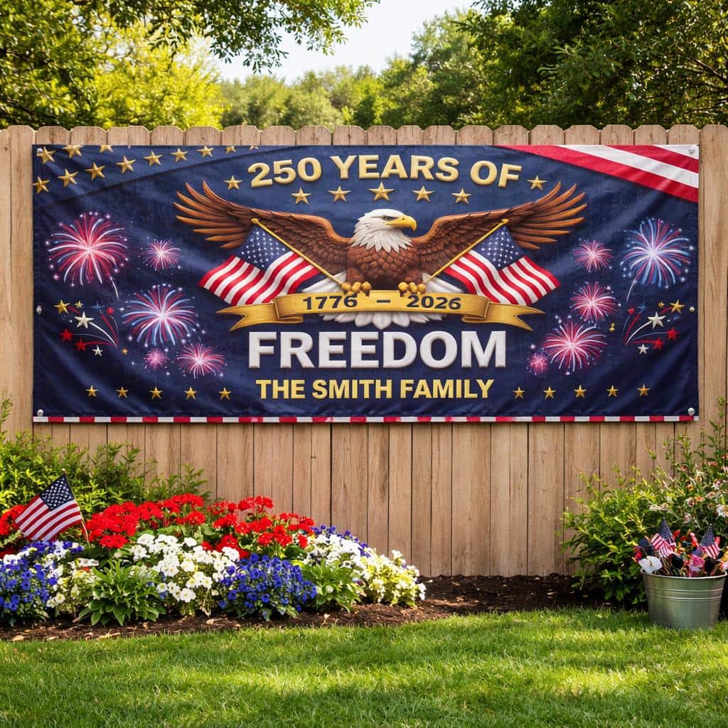 Personalized America 250th Celebration Custom Outdoor Banner Duconspace