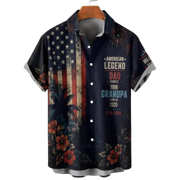 Personalized American Legend Dad Grandpa Hawaiian Shirt Duconspace