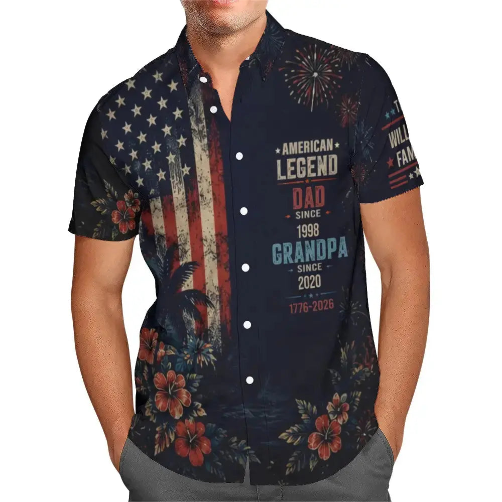 Personalized American Legend Dad Grandpa Hawaiian Shirt Duconspace