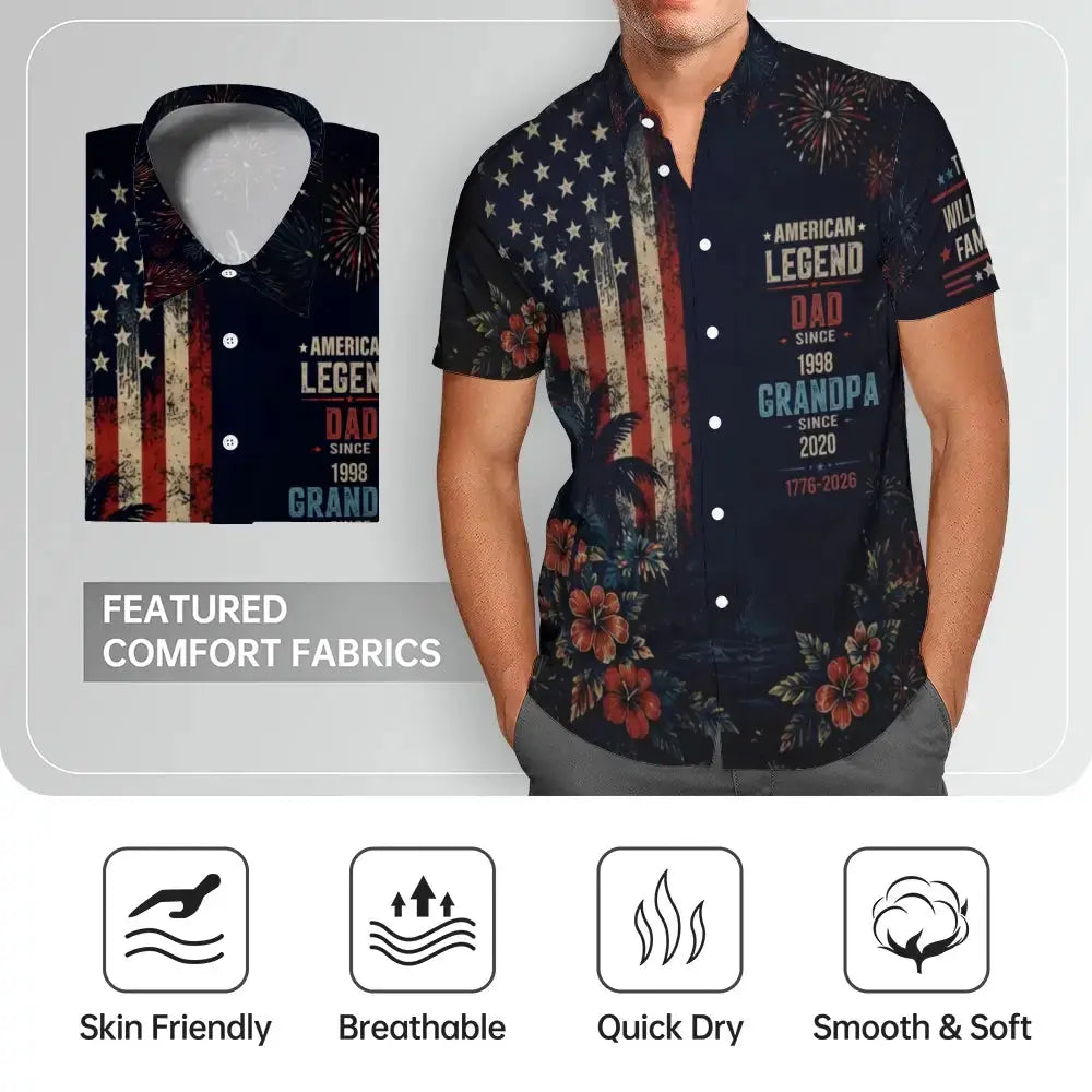 Personalized American Legend Dad Grandpa Hawaiian Shirt Duconspace