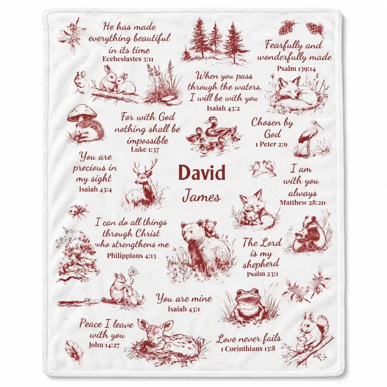 Personalized Baby Name Bible Verse Woodland Blanket Duconspace