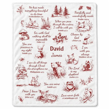 Personalized Baby Name Bible Verse Woodland Blanket Duconspace