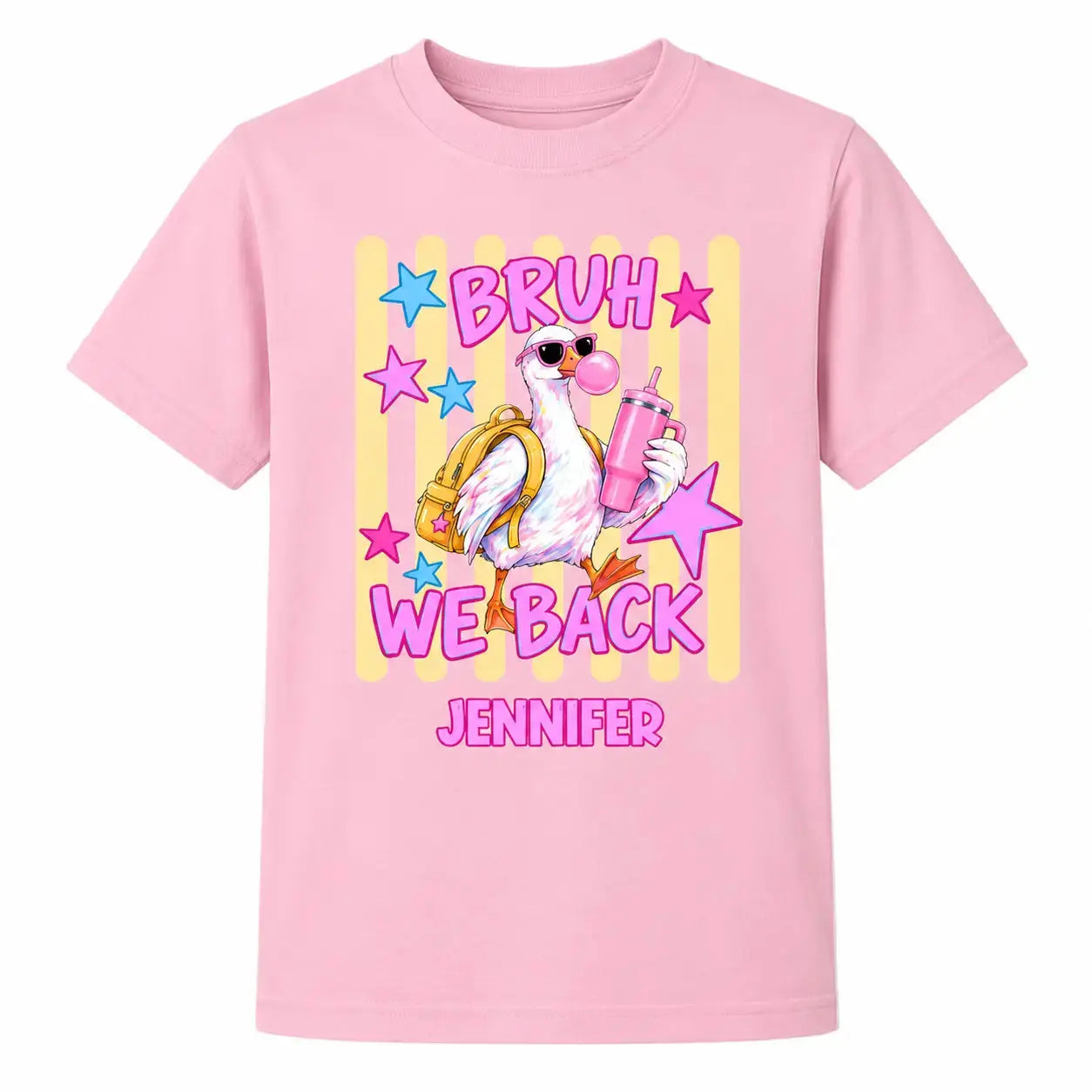 Personalized Bruh We Back Flamingo Back to School Youth T-Shirt