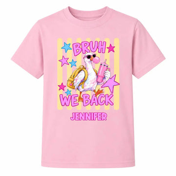 Personalized Bruh We Back Flamingo Back to School Youth T-Shirt