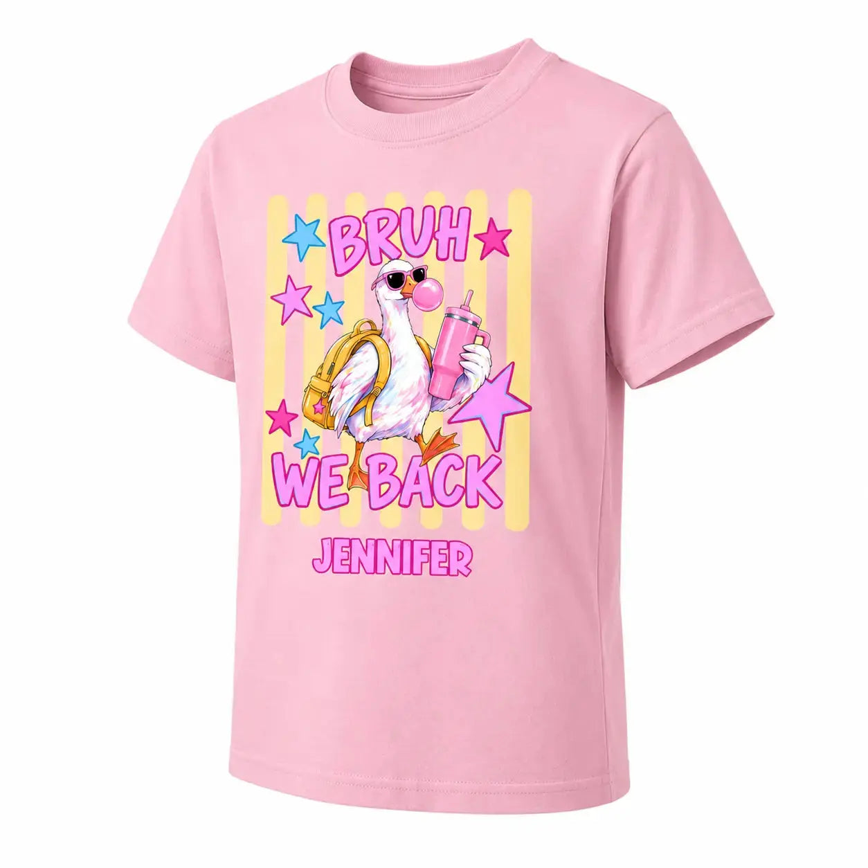 Personalized Bruh We Back Flamingo Back to School Youth T-Shirt