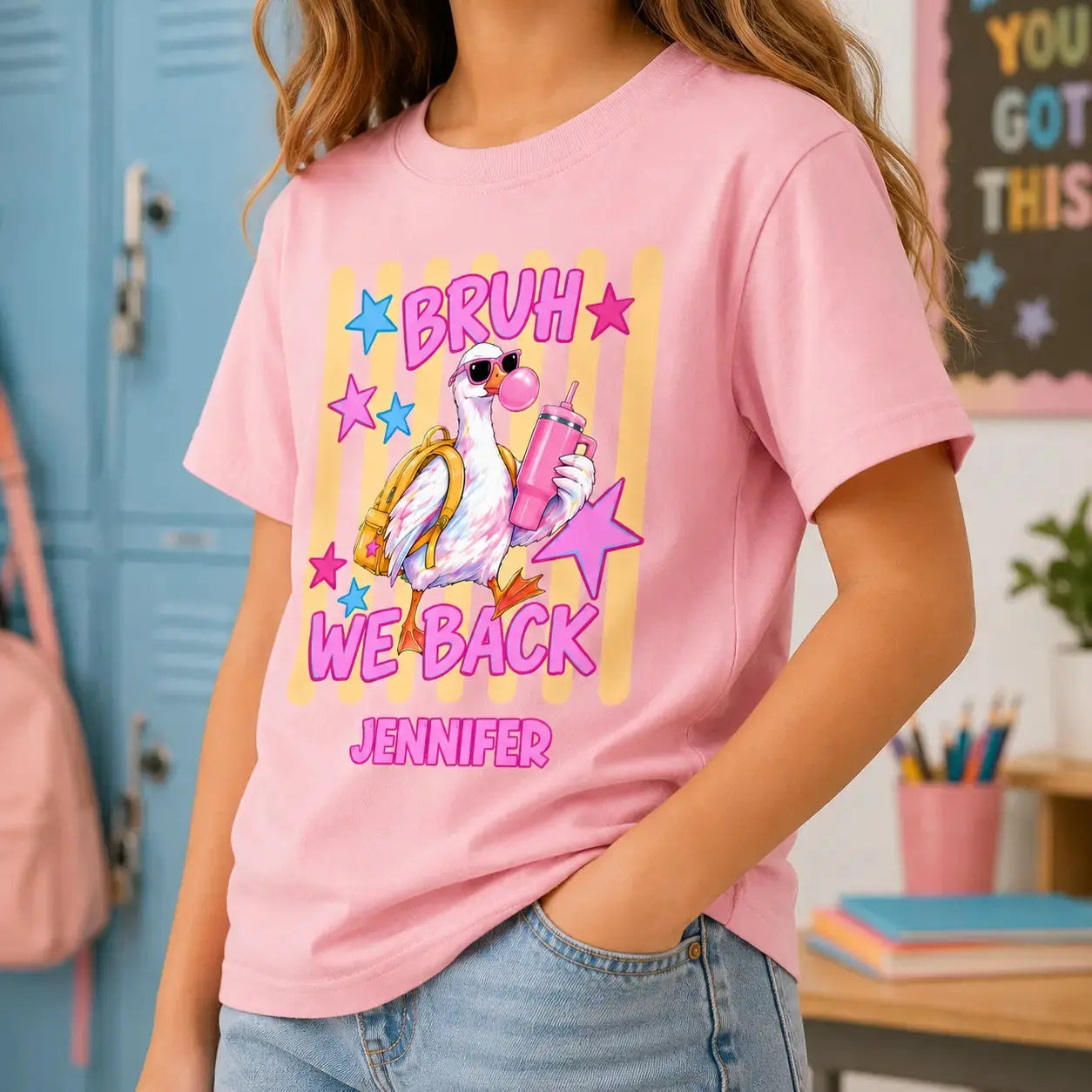 Personalized Bruh We Back Flamingo Back to School Youth T-Shirt