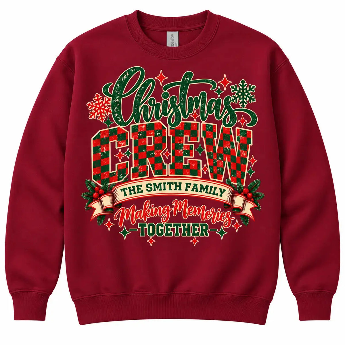 Personalized Christmas Crew Sweatshirt – Custom Family Name, Matching Family Christmas Shirt Duconspace