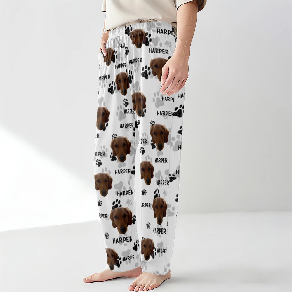 Personalized Christmas Pajama Pants with Custom Pet Face Photos – Perfect Gift for Dog & Cat Lovers