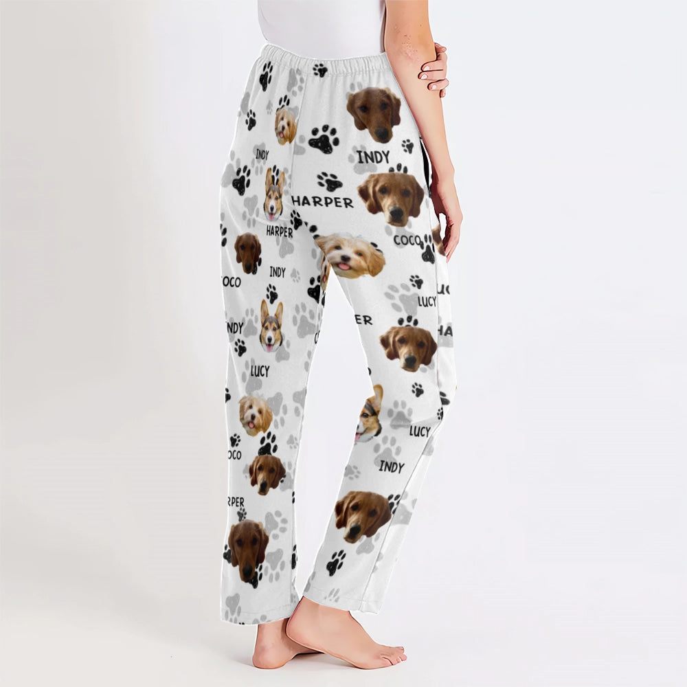 Personalized Christmas Pajama Pants with Custom Pet Face Photos – Perfect Gift for Dog & Cat Lovers