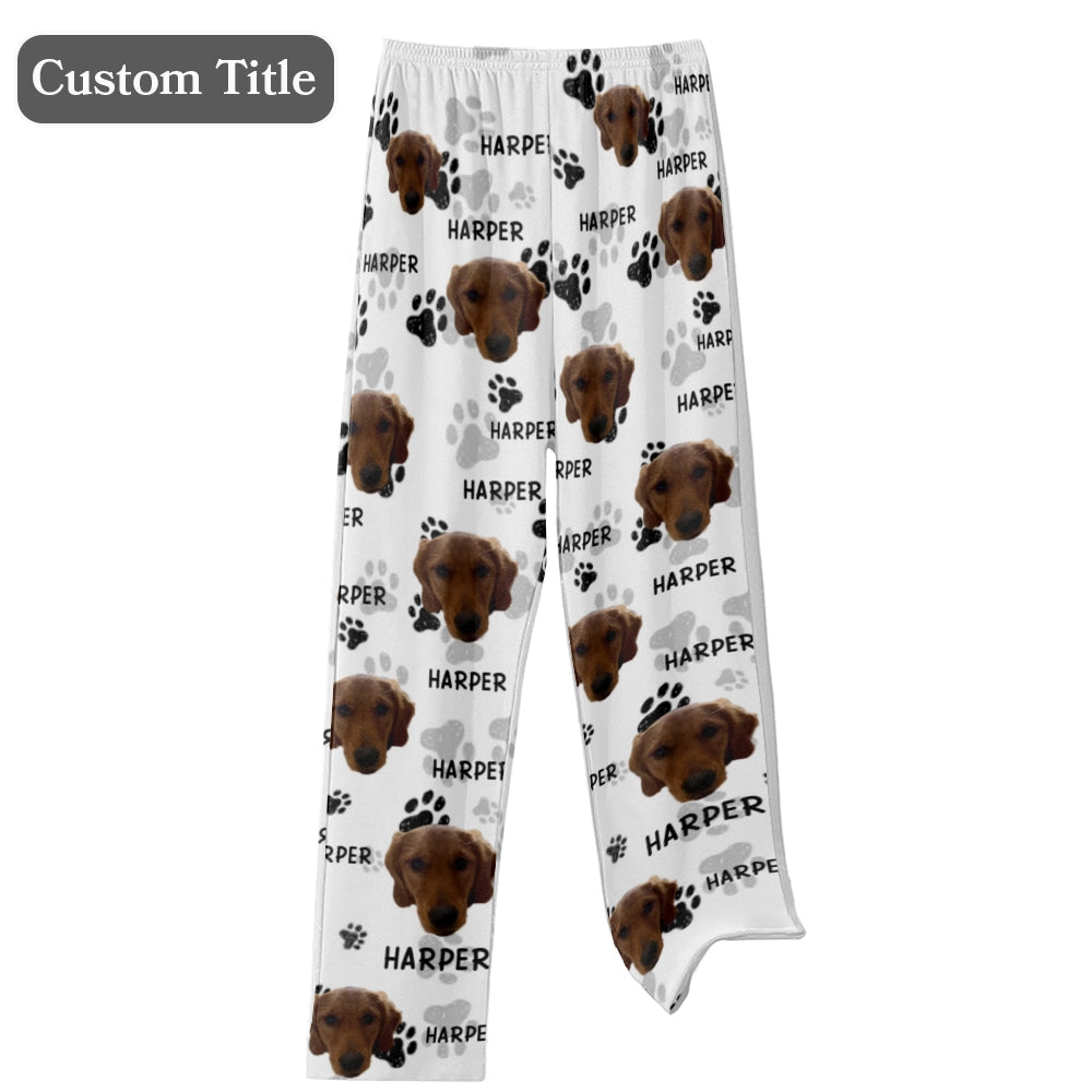 Personalized Christmas Pajama Pants with Custom Pet Face Photos – Perfect Gift for Dog & Cat Lovers
