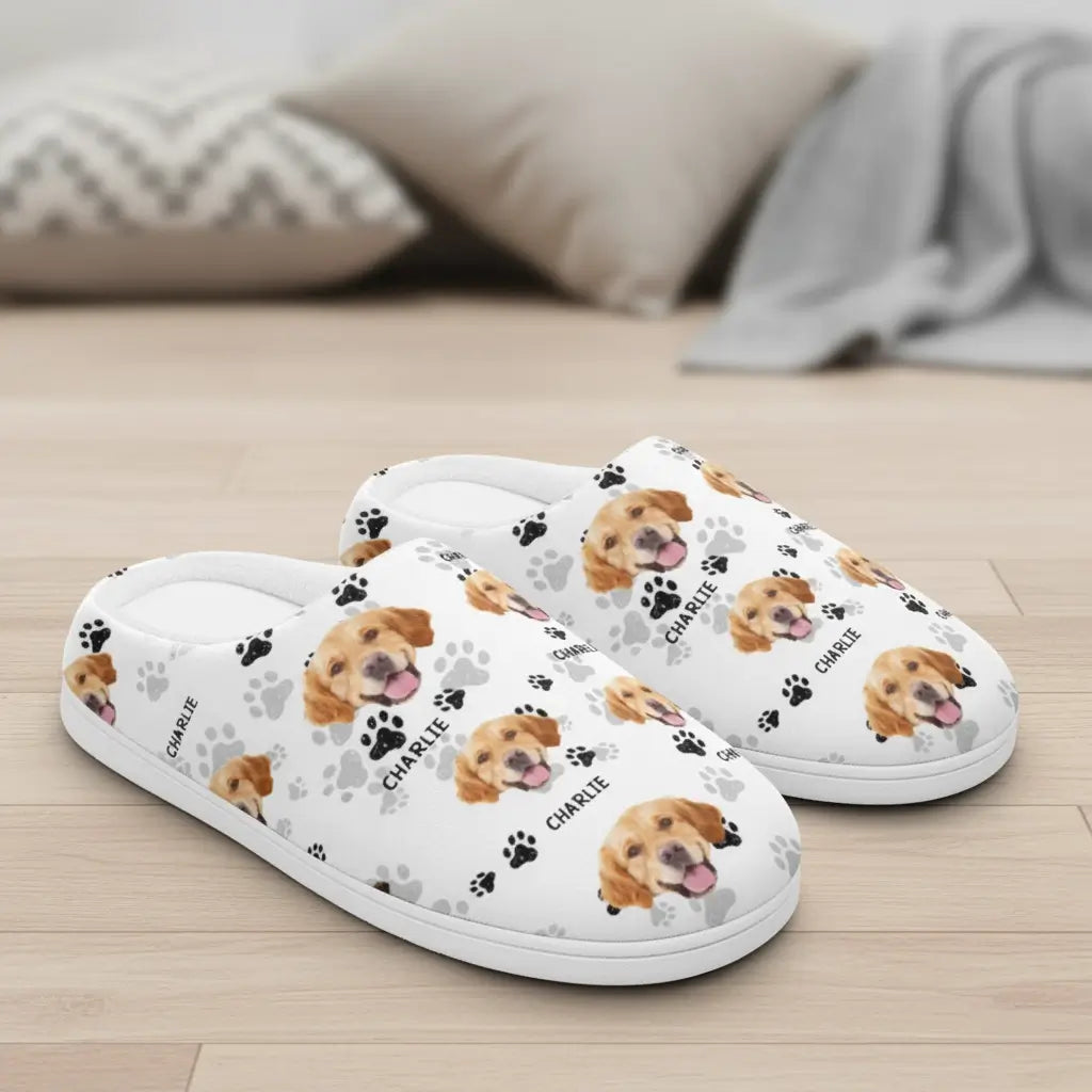 Personalized Christmas Slippers with Custom Pet Photos – Perfect Gift for Dog & Cat Lovers