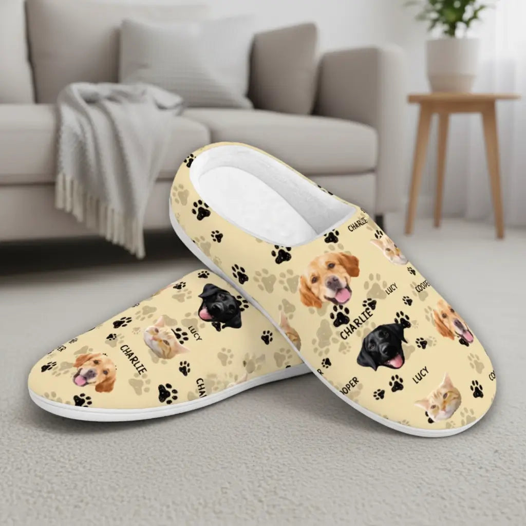 Personalized Christmas Slippers with Custom Pet Photos – Perfect Gift for Dog & Cat Lovers