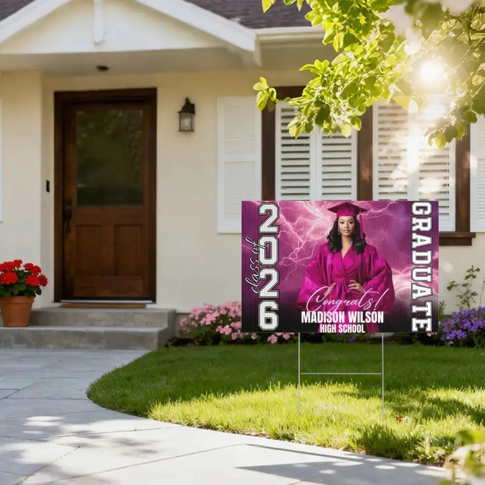 Personalized Class of 2026 Graduation Yard Sign With Photo Duconspace