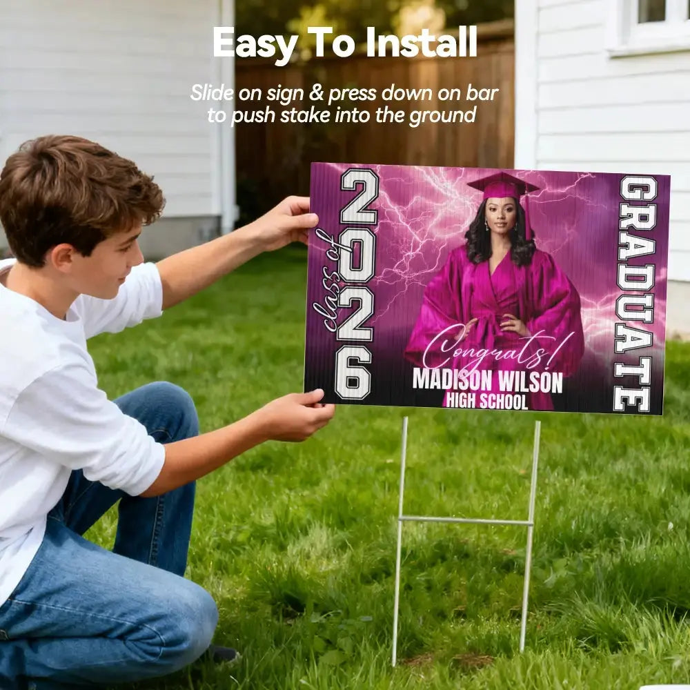 Personalized Class of 2026 Graduation Yard Sign With Photo Duconspace